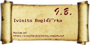 Ivisits Boglárka névjegykártya